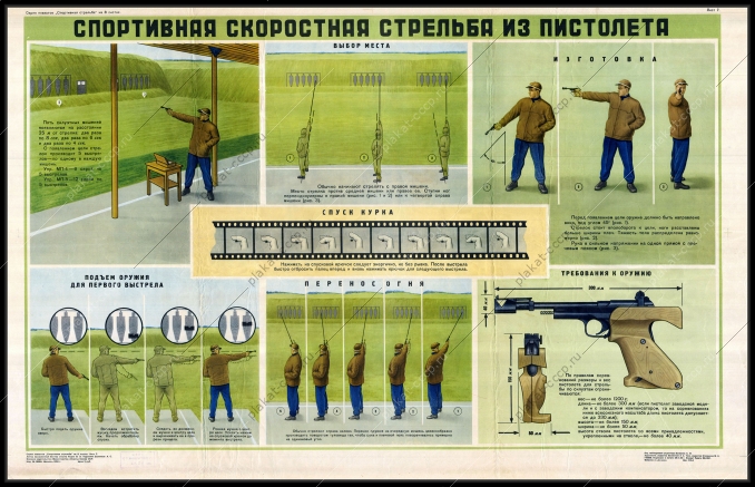 Оригинальный советский плакат скоростная стрельба из пистолета спорт спортивная стрельба