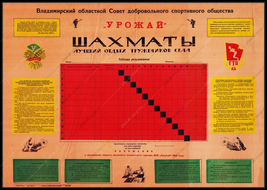 Оригинальный советский плакат шахматы