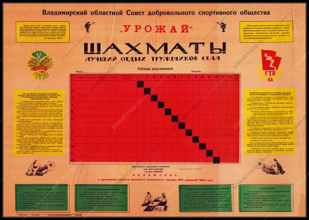 Оригинальный советский плакат шахматы